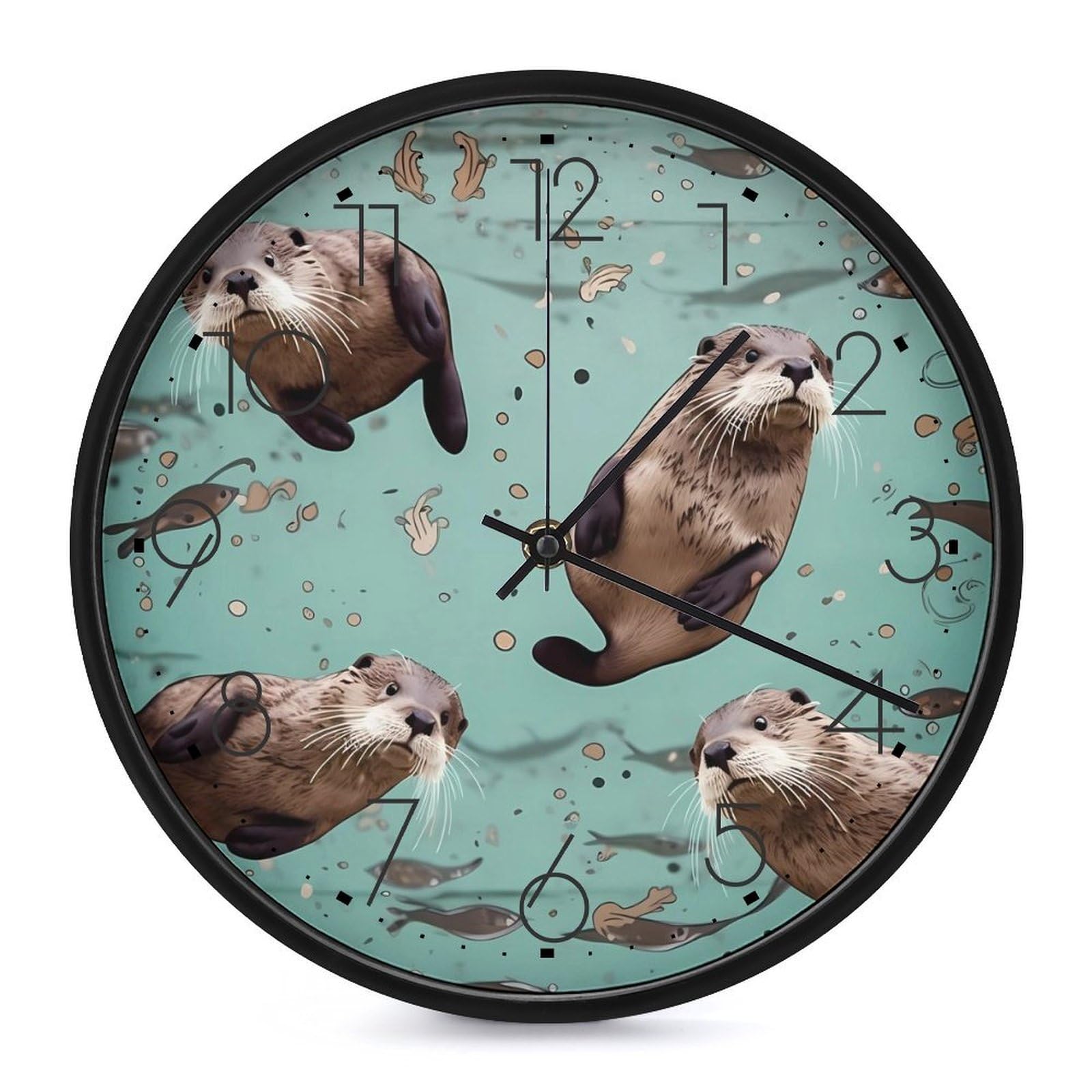 DWVTSLH Otters Wall Clock 10 Inch Silent Non-Ticking Modern Clocks Battery Operated - Decorative Wall Clocks for Bedroom Living Room Kitchen Office Wall Decor Gift Idea