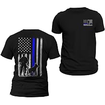 Police K-9 Unit Thin Blue Line Vertical Flag Policeman T-Shirt