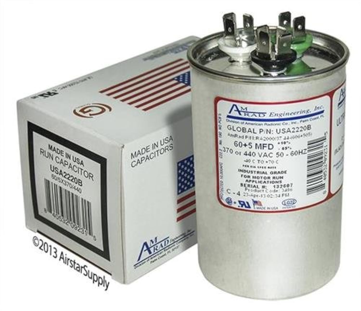 GE 97F9816-60 + 5 uf MFD 370/440 Volt VAC AmRad Round Dual