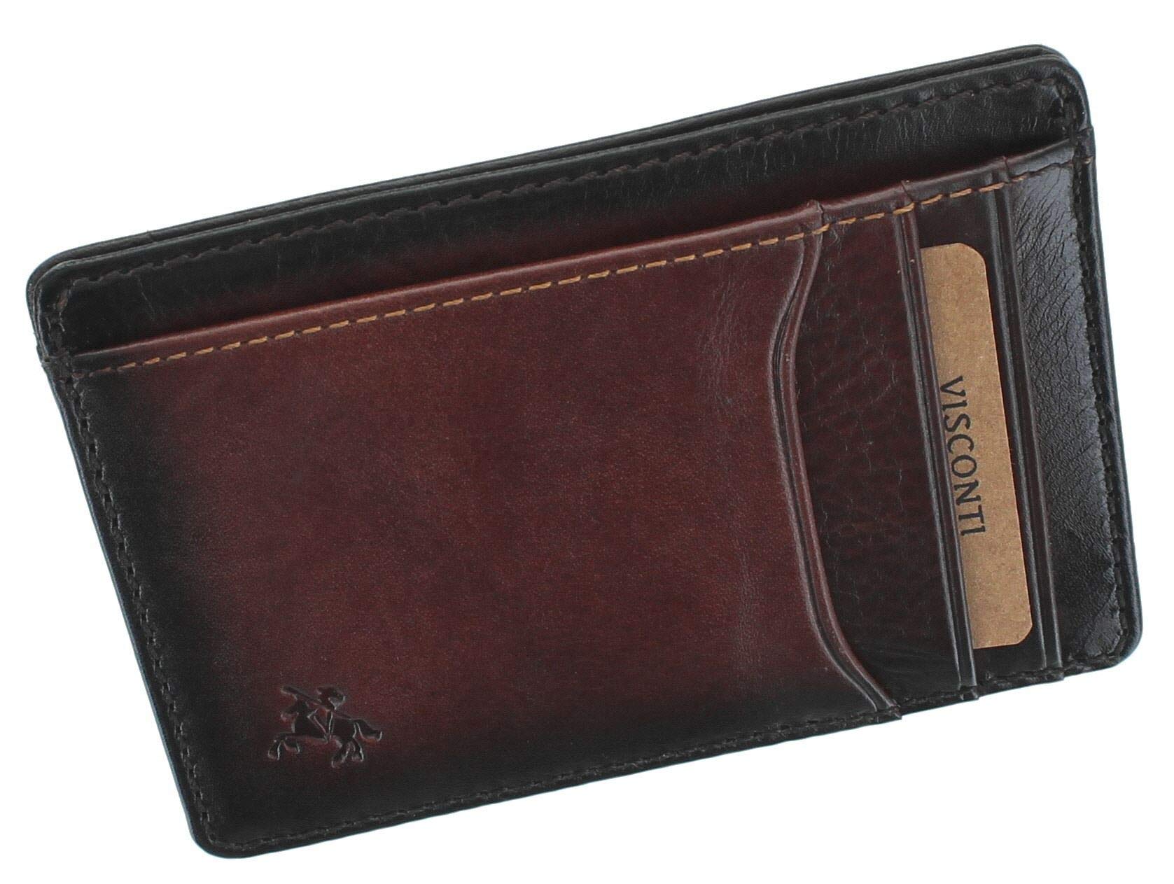 VISCONTIAtelier Collection Madison Leather Card Holder RFID Blocking AT67 Burnished Tan