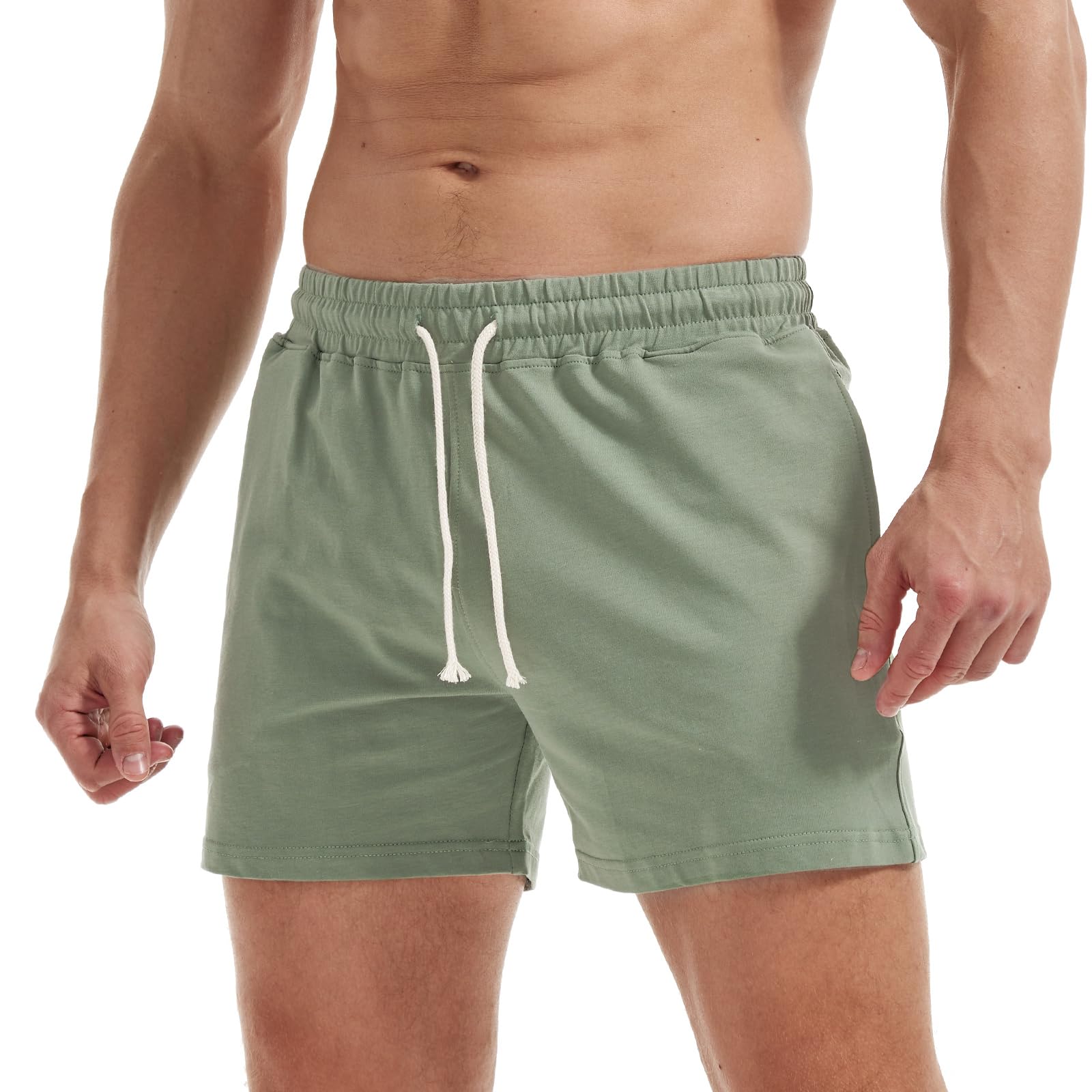 AIMPACT Mens Workout Sweat Shorts 5 Inch Cotton Casual Fitness Mens Athletic Gym Shorts with Pockets