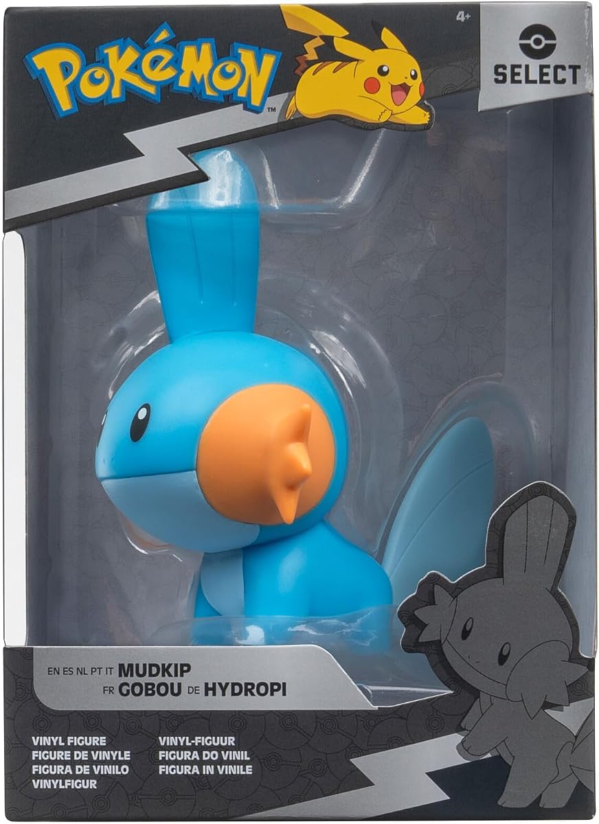 Pokemon Select Vinyl Figure 10cm Mudkip PKW3908 - Blue - Official Pokémon Toy Figure and Collectible for Children 4+