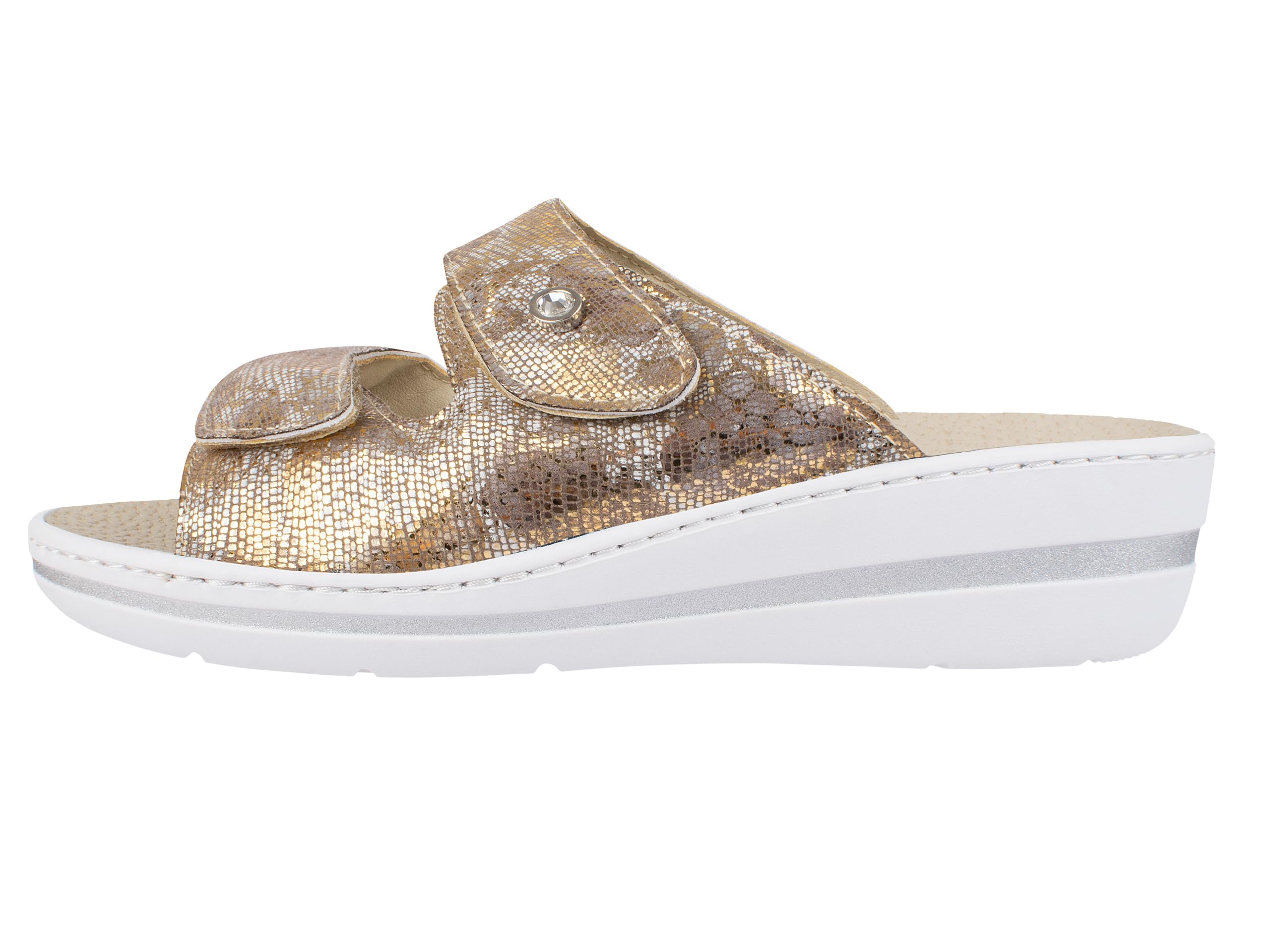 Jürgen Hirsch Chanclas para mujer Soft 01 de piel, plantilla suave, almohadillas antigolpes, ancho G