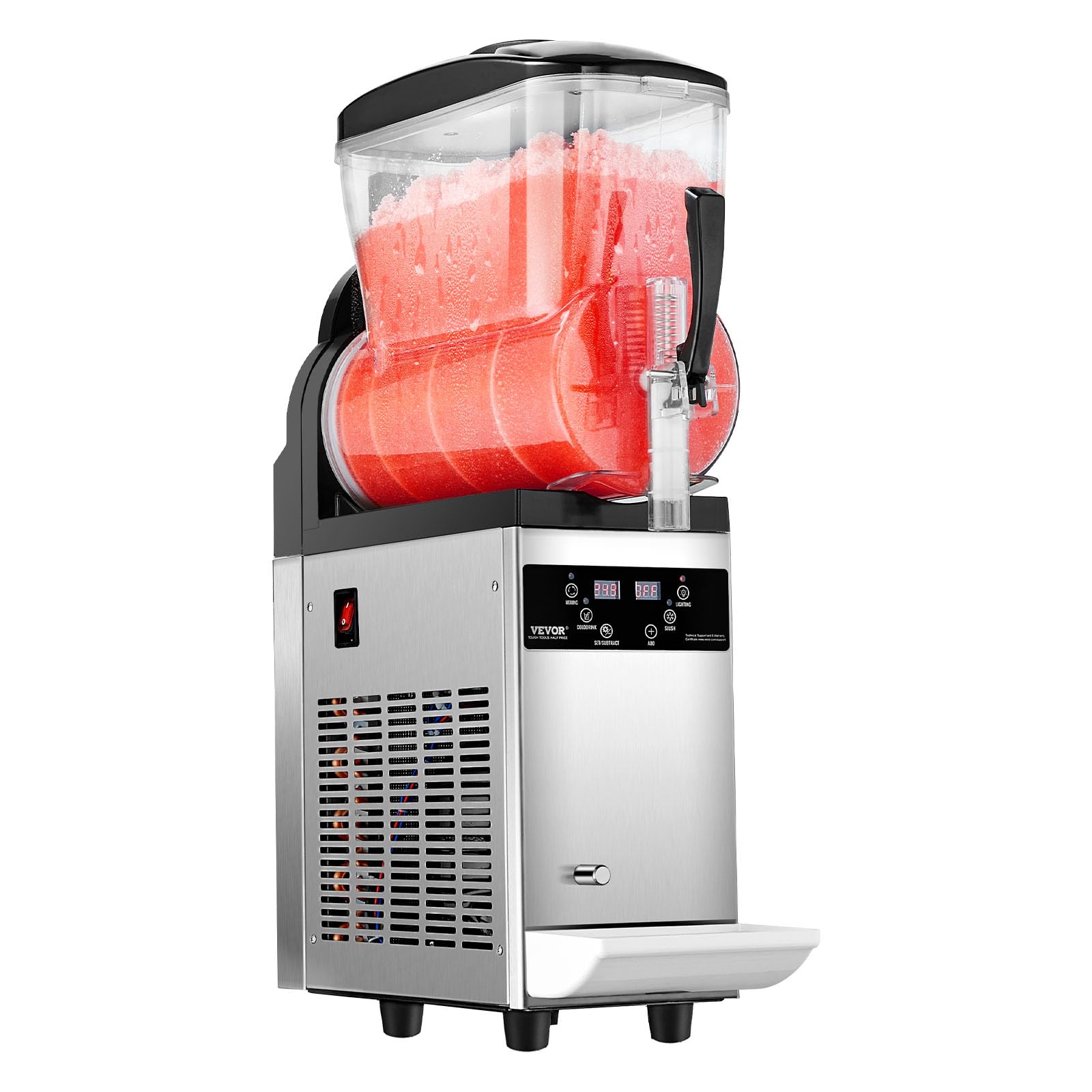 VEVOR Machine à Granité Commerciale 12 L Simple Réservoir, Machine à Boissons Glacées en Acier Inoxydable de 48 Tasses, Distributeur de Boissons Frappées Granitas Margarita Smoothie, Cafés Bars