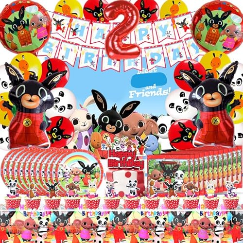 Bing Cumpleaños 2 Año, Fiesta Tema Bunny 2, Globos Cumpleaños Bing 2 Año, Vajilla Para Fiesta Bunny, B ing Fondo Com Pleanno, Kit Platos Servilletas Com Pleanno B ing