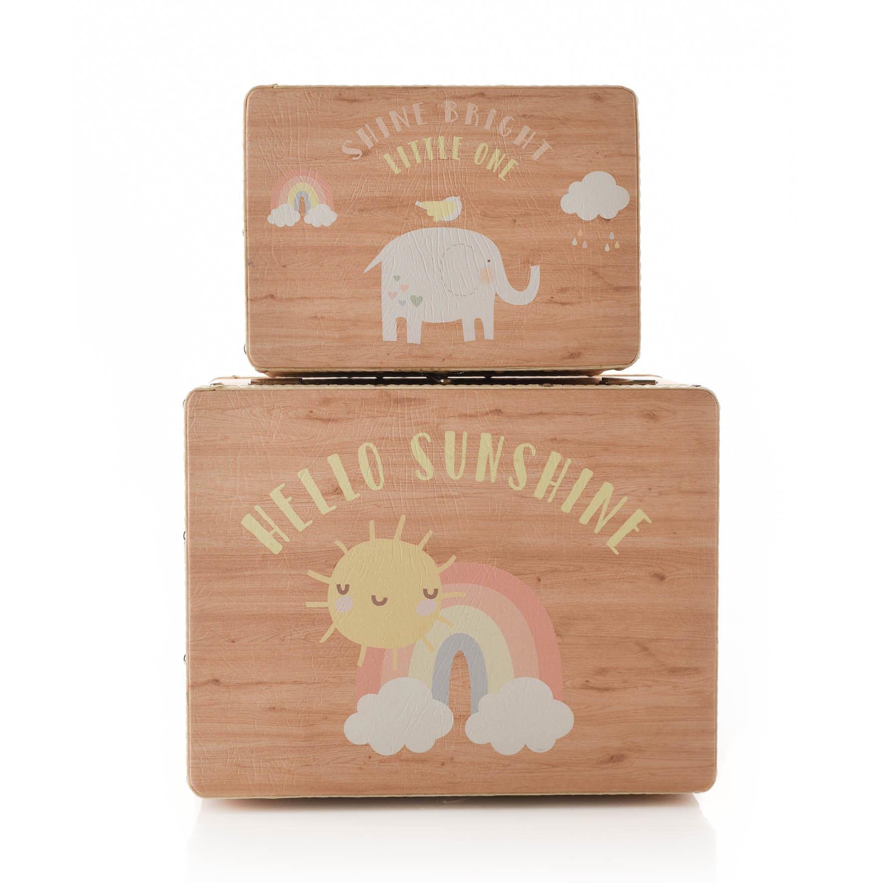 Widdop & Co Petit Cheri - Set di 2 bauli per bambini, motivo: elefante, scatole per giocattoli