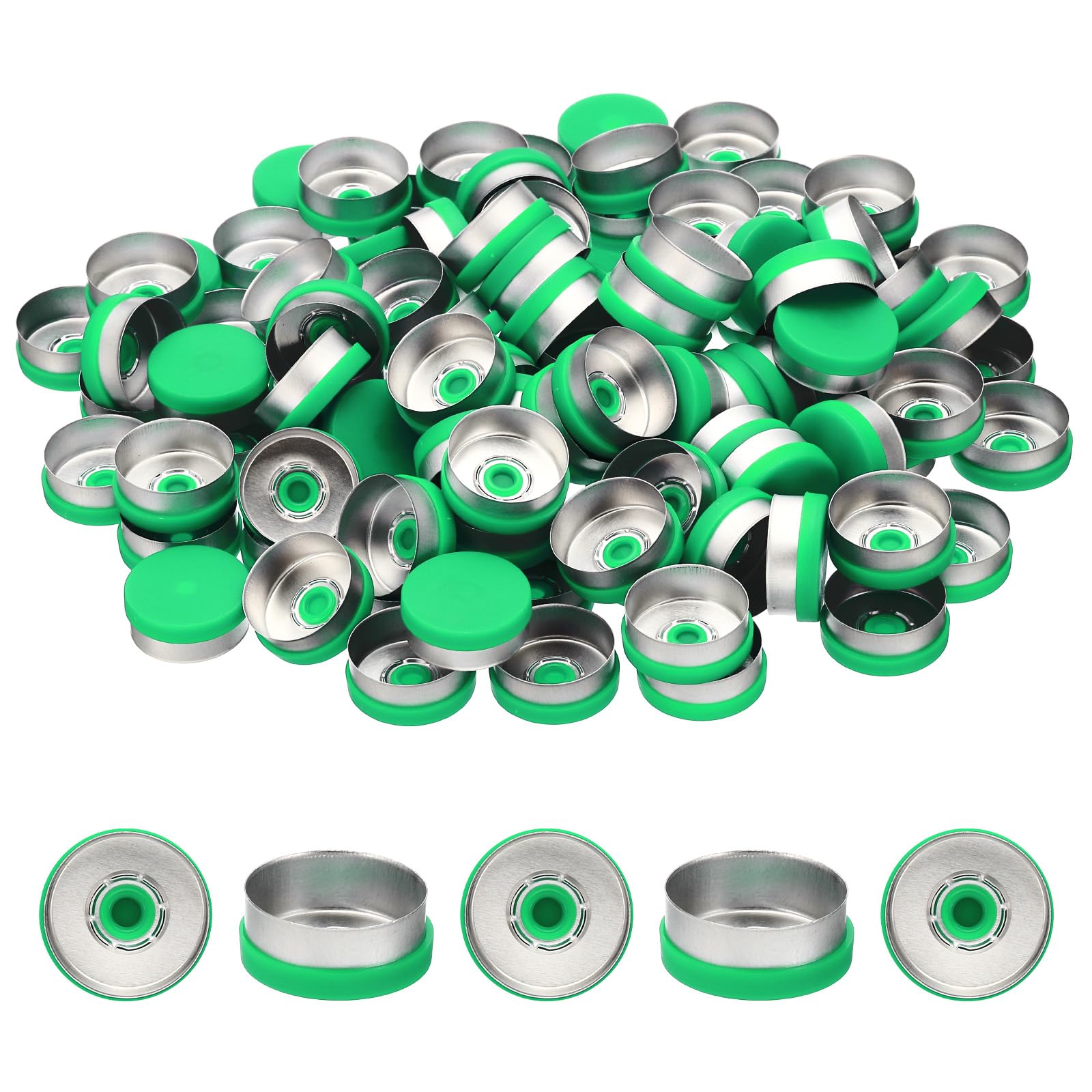 PATIKIL 20mm Tappi A Strappo, 100 Pezzi Tappi A Strappo Sigilli A Strappo Sigilli Per Fiale Tappi In Plastica E Alluminio Per Fiale In Vetro, Verde