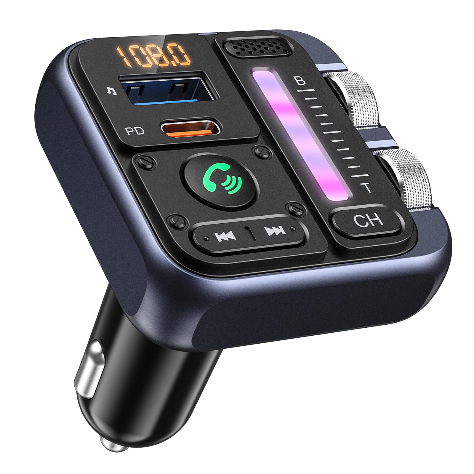 Bluetooth 5.3 FM-Transmitter Mit QC 3.0 & PD 30W Schnelladung – Für Auto, MP3/WMA/WAV/FLAC Player, LCD-Display & Freisprecheinrichtung