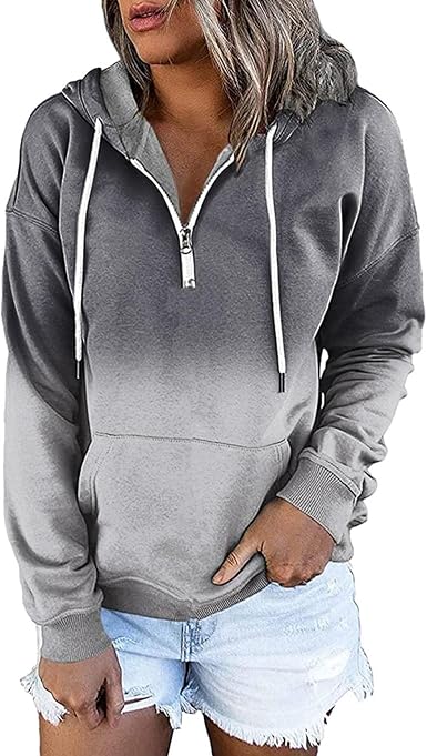 Amazon.com: Sudaderas con capucha para mujer, 2021 para mujer, cuello en V,  sudadera ligera degradada, sudadera de invierno de manga larga : Deportes y  Actividades al Aire Libre