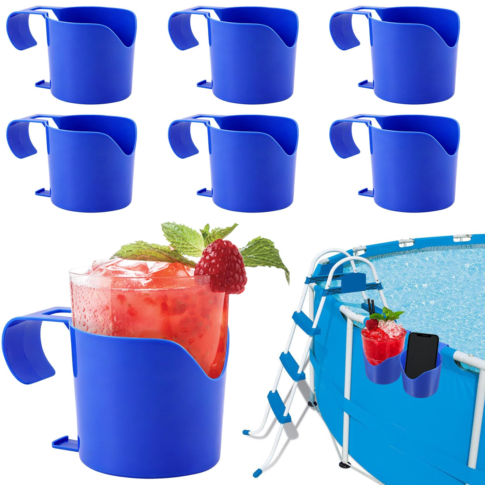 Juego de 6 portavasos para Piscina, de plástico, para Bebidas y Cerveza, Accesorios multifuncionales para Piscinas, Ideales para Bebidas y teléfonos móviles