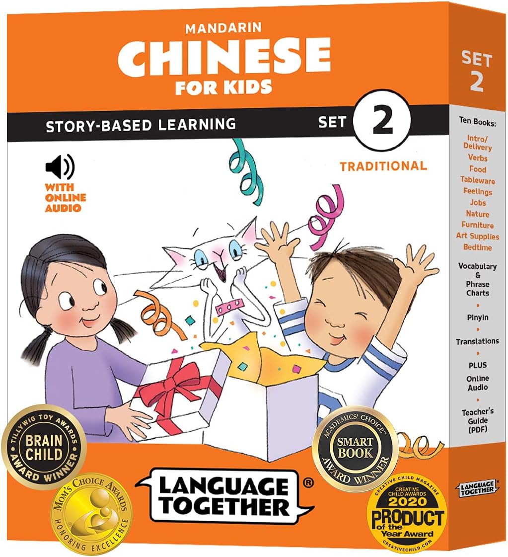 Chinese for Kids 2: Beginner Chinese Readers Book Pack with Online Audio and 100 More Everyday Words in Pinyin and Traditional Chinese for Kids 3-8 years by Language Together