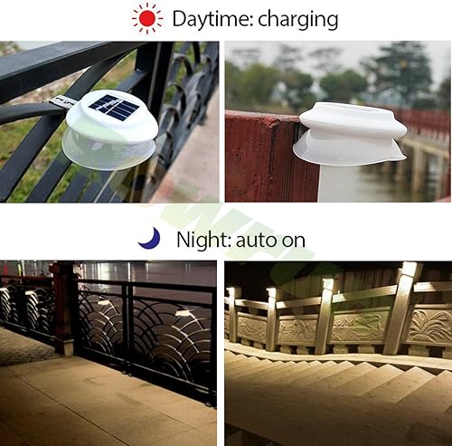 Miniatura 6 de Luces solares de canalón para exteriores, color blanco cálido, 3000 K, impermeable, luz LED inteligente para cerca, del atardecer al amanecer, 0.5