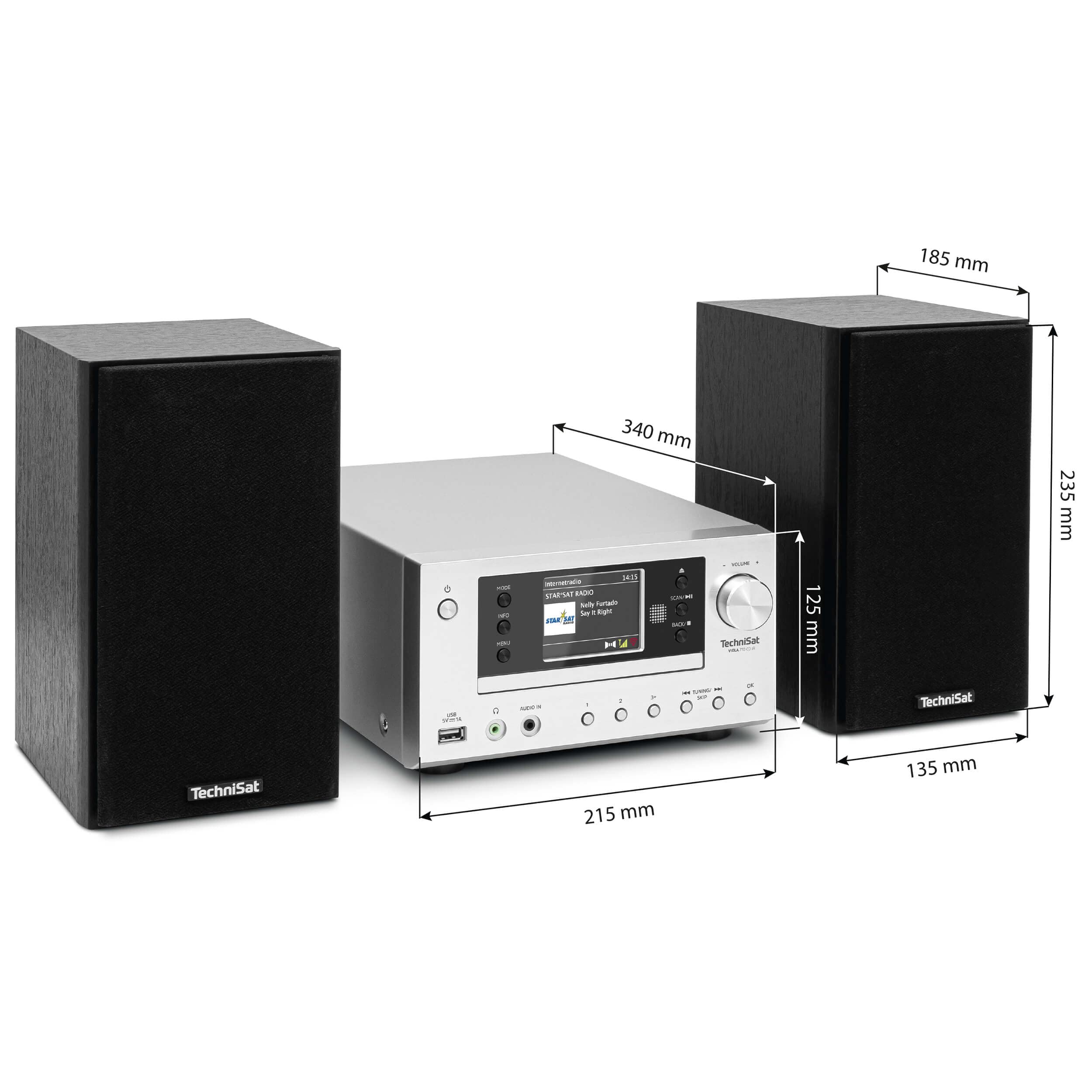 TechniSat VIOLA 710 CD IR - kompakte Hi-Fi-Anlage (Internetradio, DAB+, UKW, CD-Player, Bluetooth, 2x 20 Watt RMS Stereo-Boxen, Kopfhöreranschluss, Wecker, Sleeptimer, Kompaktanlage, Fernbedienung)