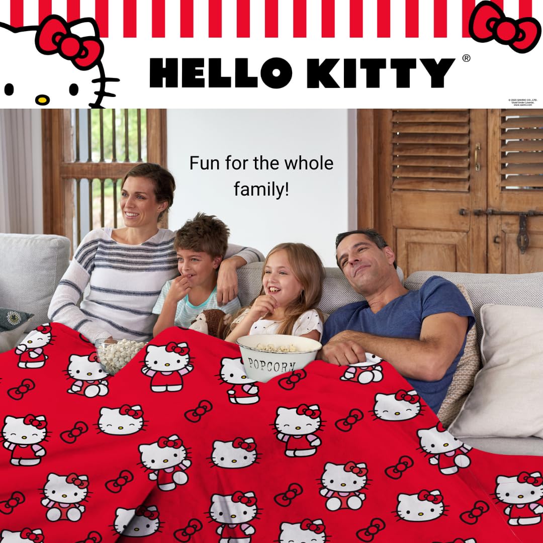 Franco Hello Kitty Bedding Supergemütliche übergroße Familiendecke, 304,8 x 274,3 cm, offizielles Lizenzprodukt, Sammlerstücke