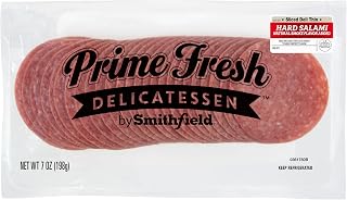 Smithfield Prime Fresh Sliced Hard Salami, 7oz - Deli Thin, Resealable Pack for Sandwiches & Charcuterie Boards