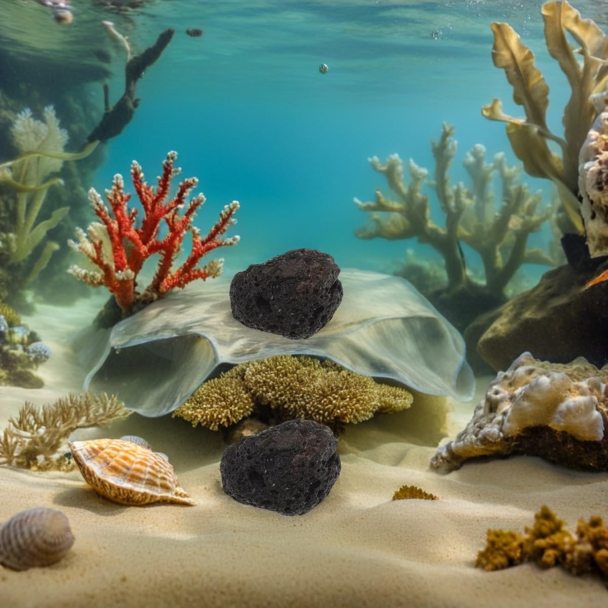Artibetter Sable de Fond en Pierre Ignée Noire Naturelle pour Aquarium, Stable et Favorisant la Croissance des Racines, Adapté aux Crevettes et Bettas, Paquet de 1kg