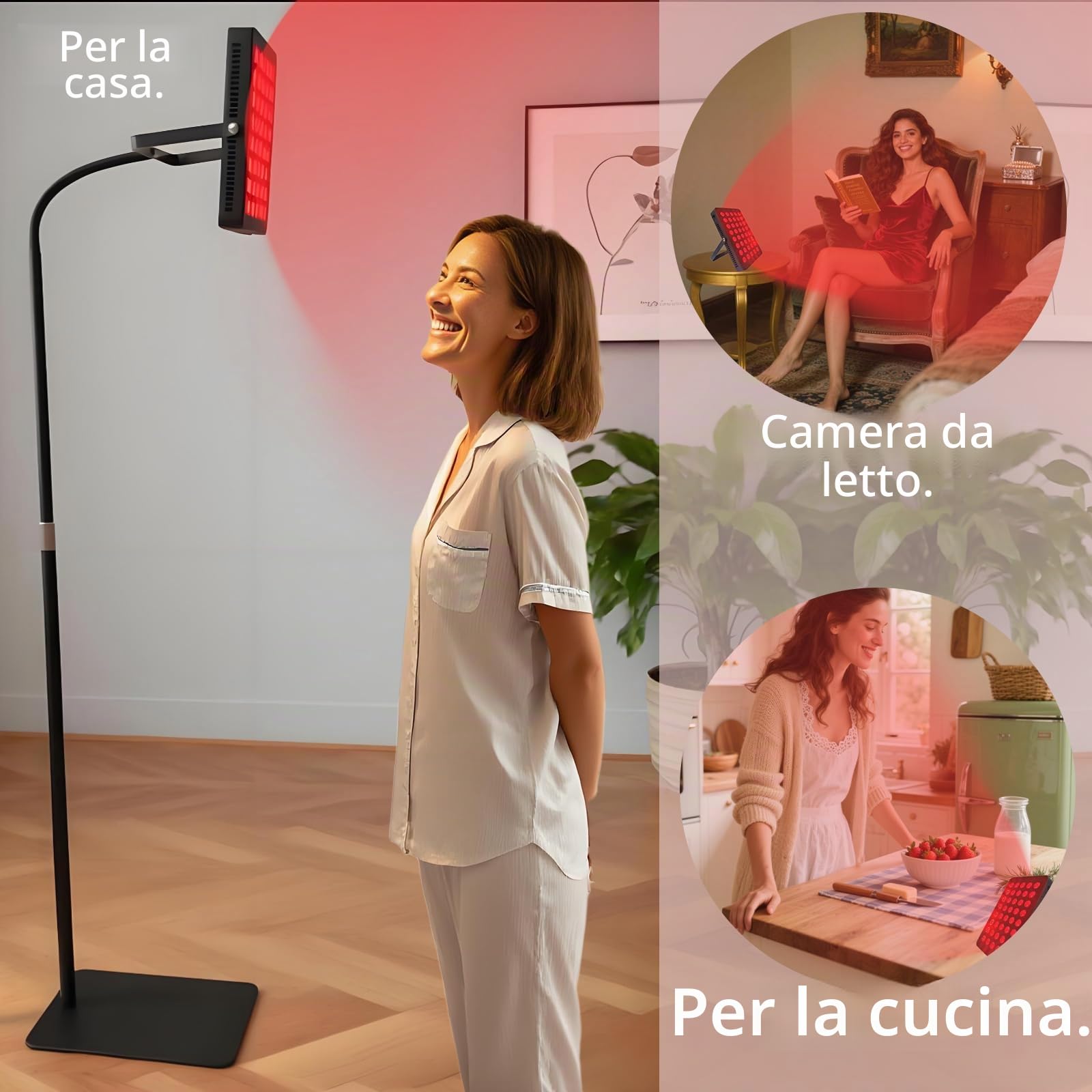 Lampada per terapia con luce rossa, luce infrarossa 40 LED, 660 nm e 850 nm, 80 W, con supporto, doppia lunghezza d'onda, luminosità regolabile, timer per uso in palestra, per muscoli