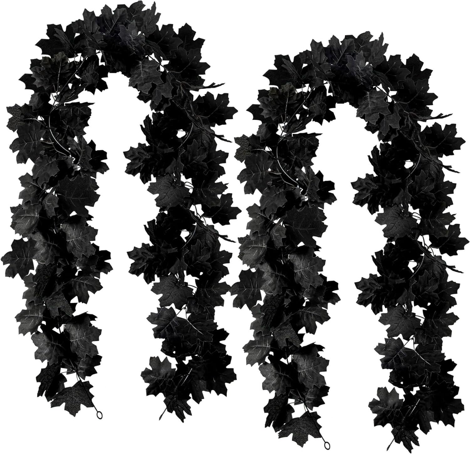 similar productBlack Maple Leaf Garland, 2PCS Halloween Artificial Hanging Fall Leave Vines, Fall Floral Garlands Thanksgiving Decor for Home Wedding Party (11.8FT) 2 Black