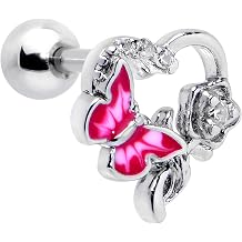 Body Candy 16G Womens 6mm 316L Stainless Steel Butterfly Rose Color Mens Cartilage Earring Helix Tragus Jewelry 1/4"