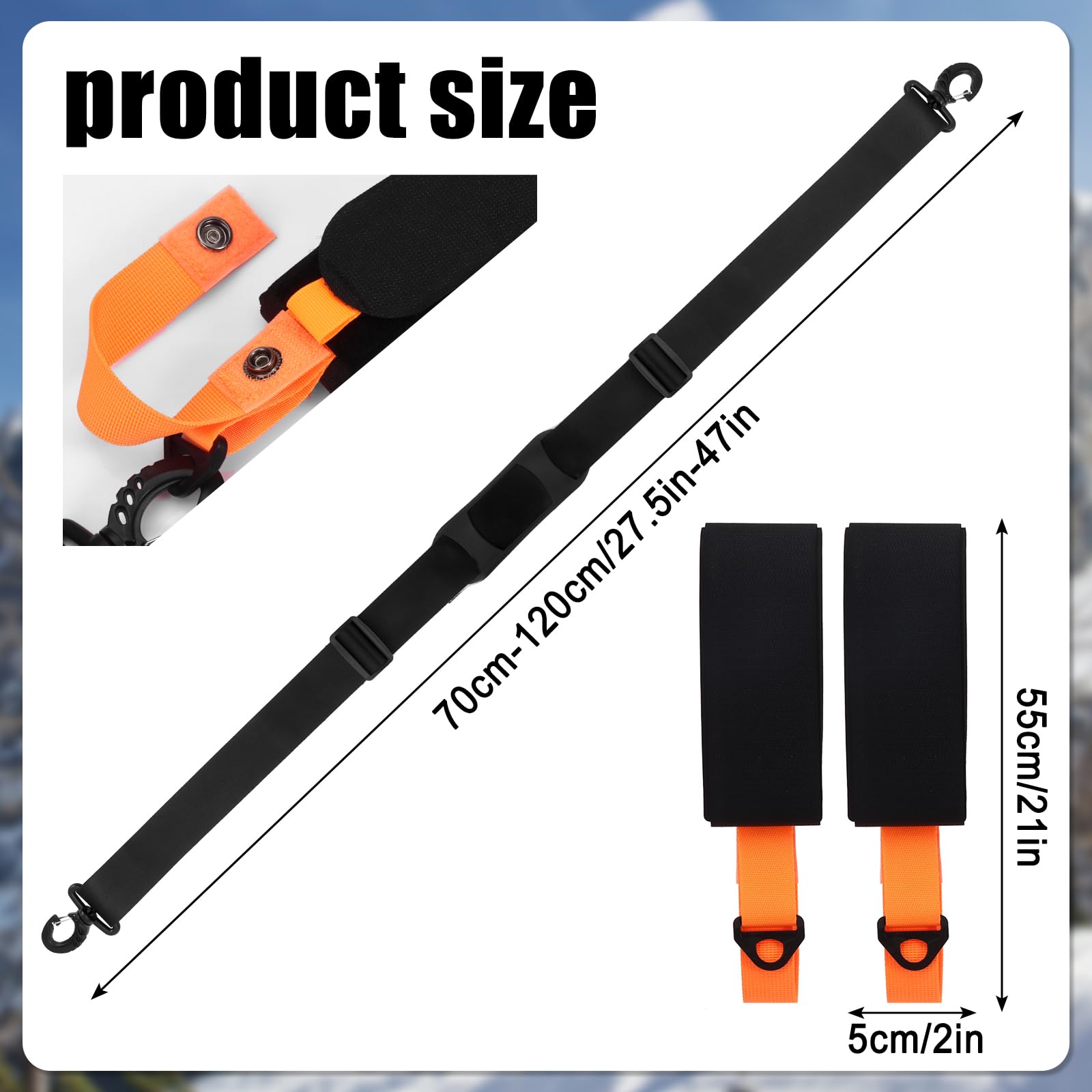 Sangles de Ski Réglables Draupnir avec Bandoulière Rembourrée pour Transport des Skis et Bâtons