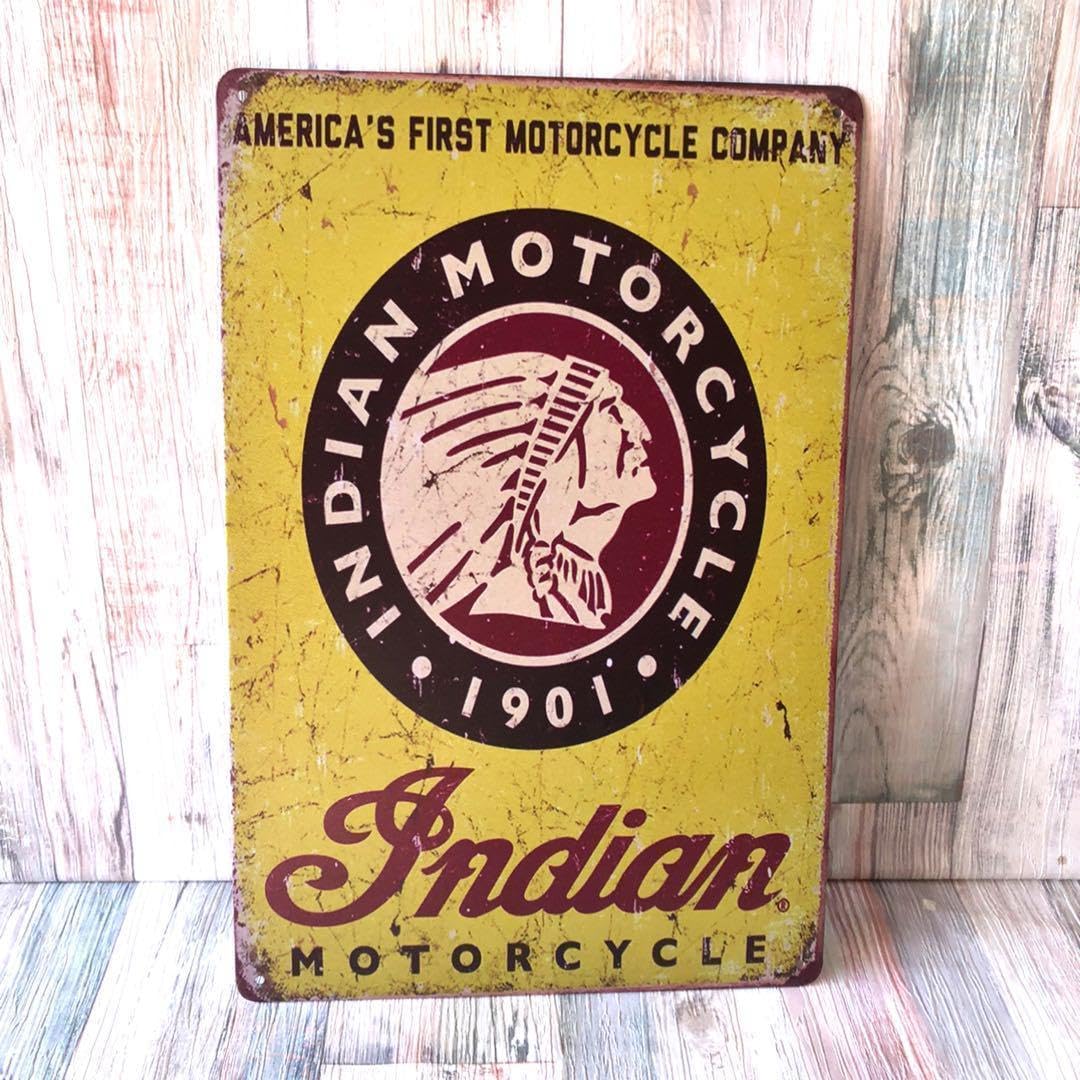 Amazon.co.jp: ブリキ看板 INDIAN インディアンモーターサイクル 388