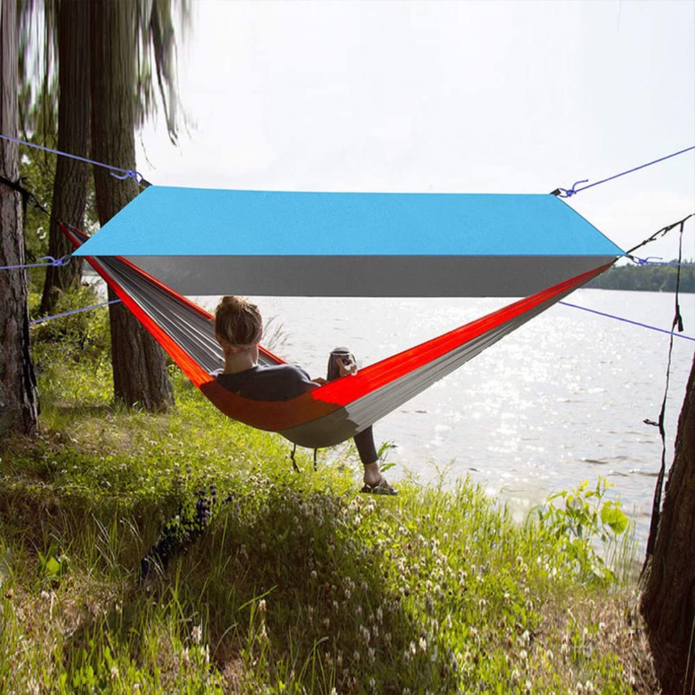 LSOAARRT Hängematte Regen Fliege Leichte wasserdichte Zelt Tarp Camping Backpacking Tarp Shelter 10x10ft Camping Zubehör (Blue) Sport & 