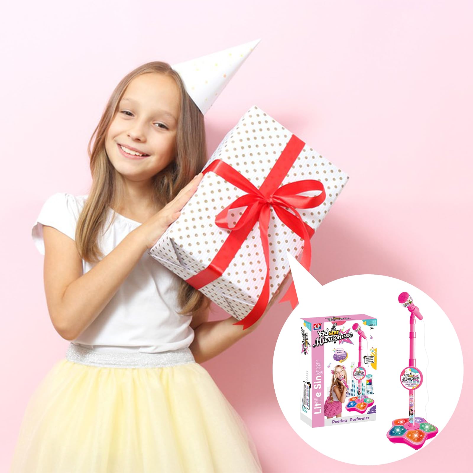 Microfono per bambino PQKL-party karaoke macchina da pavimento, regalo per ragazze