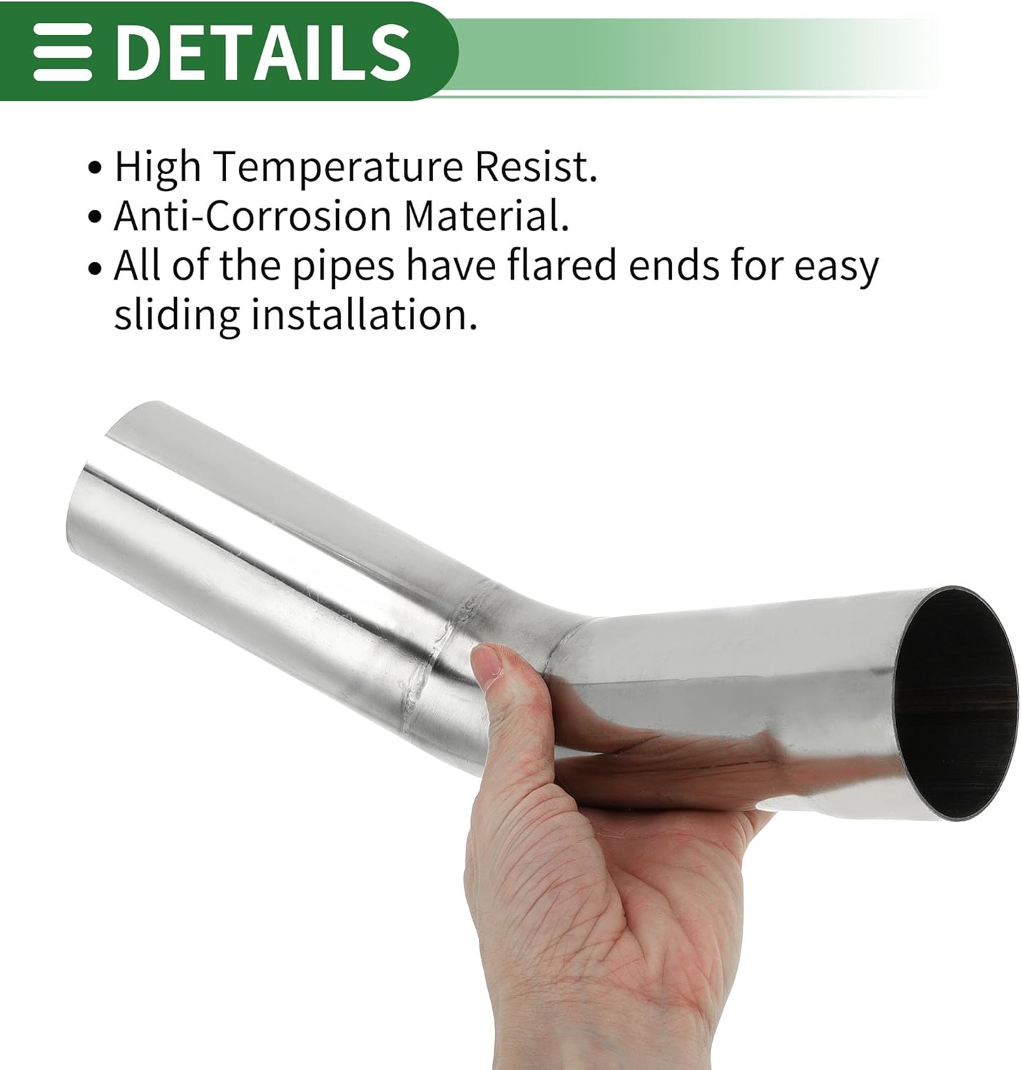 Motoforti 2.5" OD 45 Degree Mandrel Exhaust Tube Car Exhaust Pipe Mandrel Bend Tubing Pipe 5.91" Leg Length T304 Stainless Steel Silver Tone 2 Pcs
