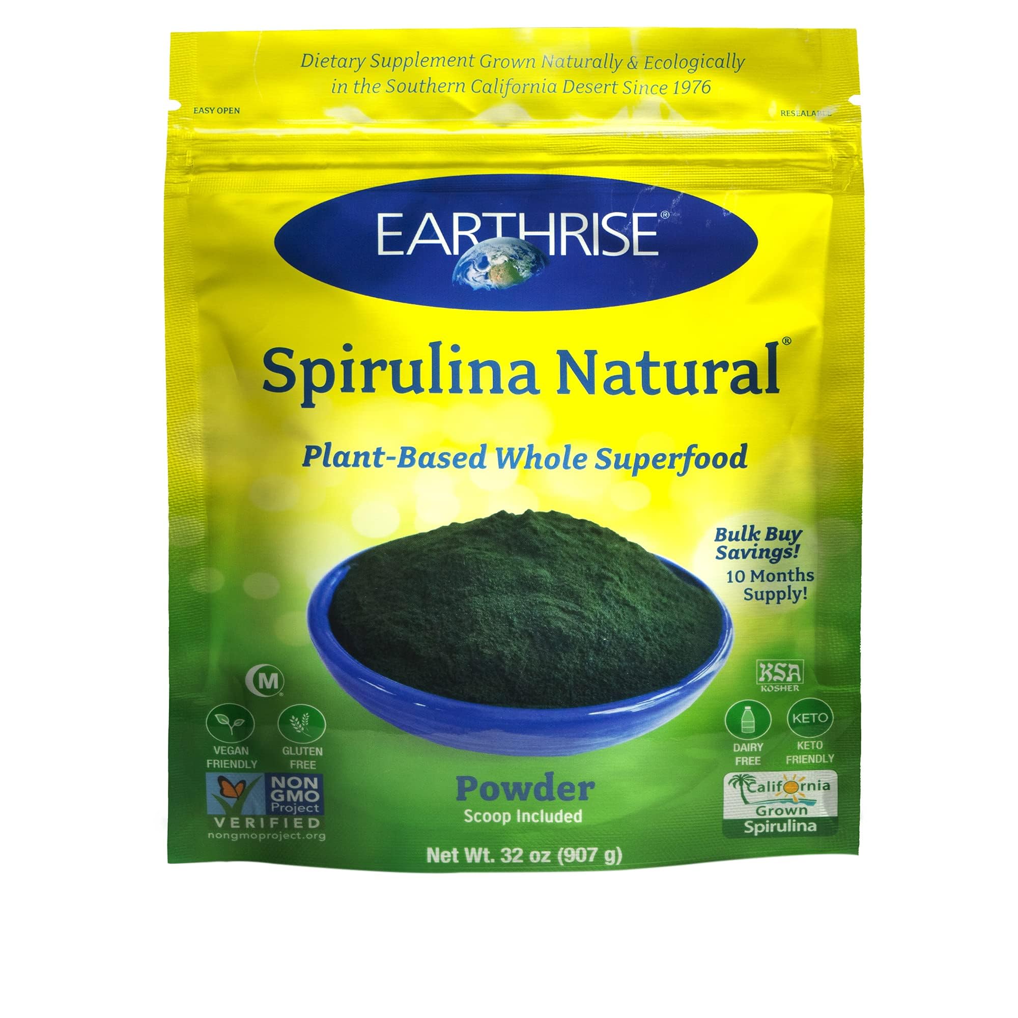 Earthrise Spirulina Natural Powder 32oz (2 LB)