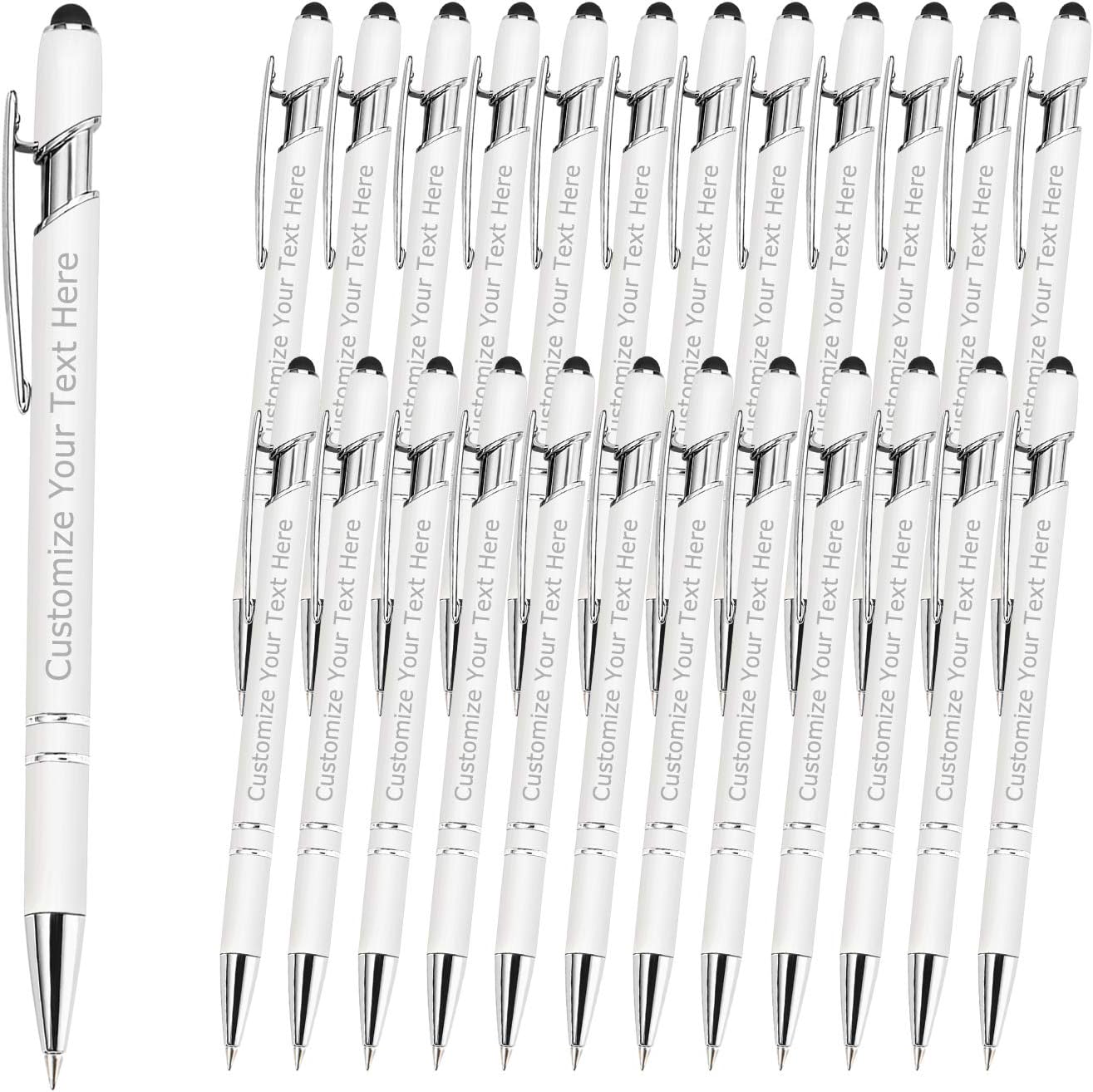 48 PCS Personalized Pens Bulk with Stylus Tip, Custom Engraving Ballpoint Pens with Name Logo Message, Gift Ideas for Birthday Graduation(Medium Point, Black Ink)