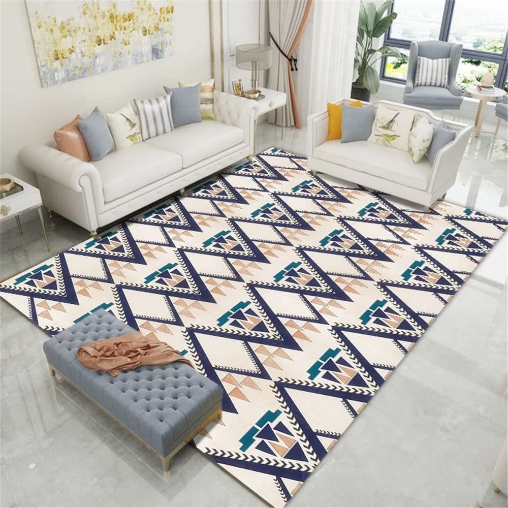 Tapis bleu à rayures de pliage 200x300cm pour chambre de fille et extérieur