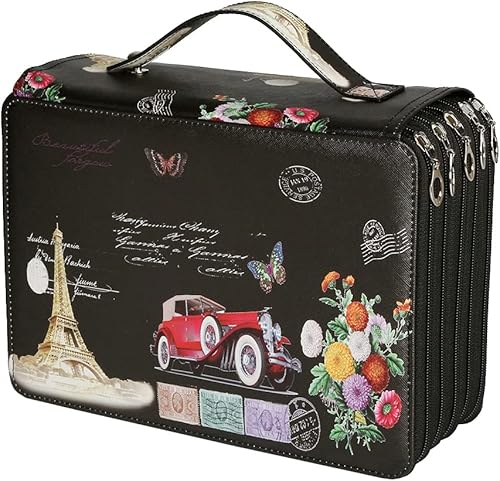 Lbxgap Estuche para lápices de coche rojo con patrón de impresión en color portátil, 250 ranuras, organizador de bolsa para lápices con práctico