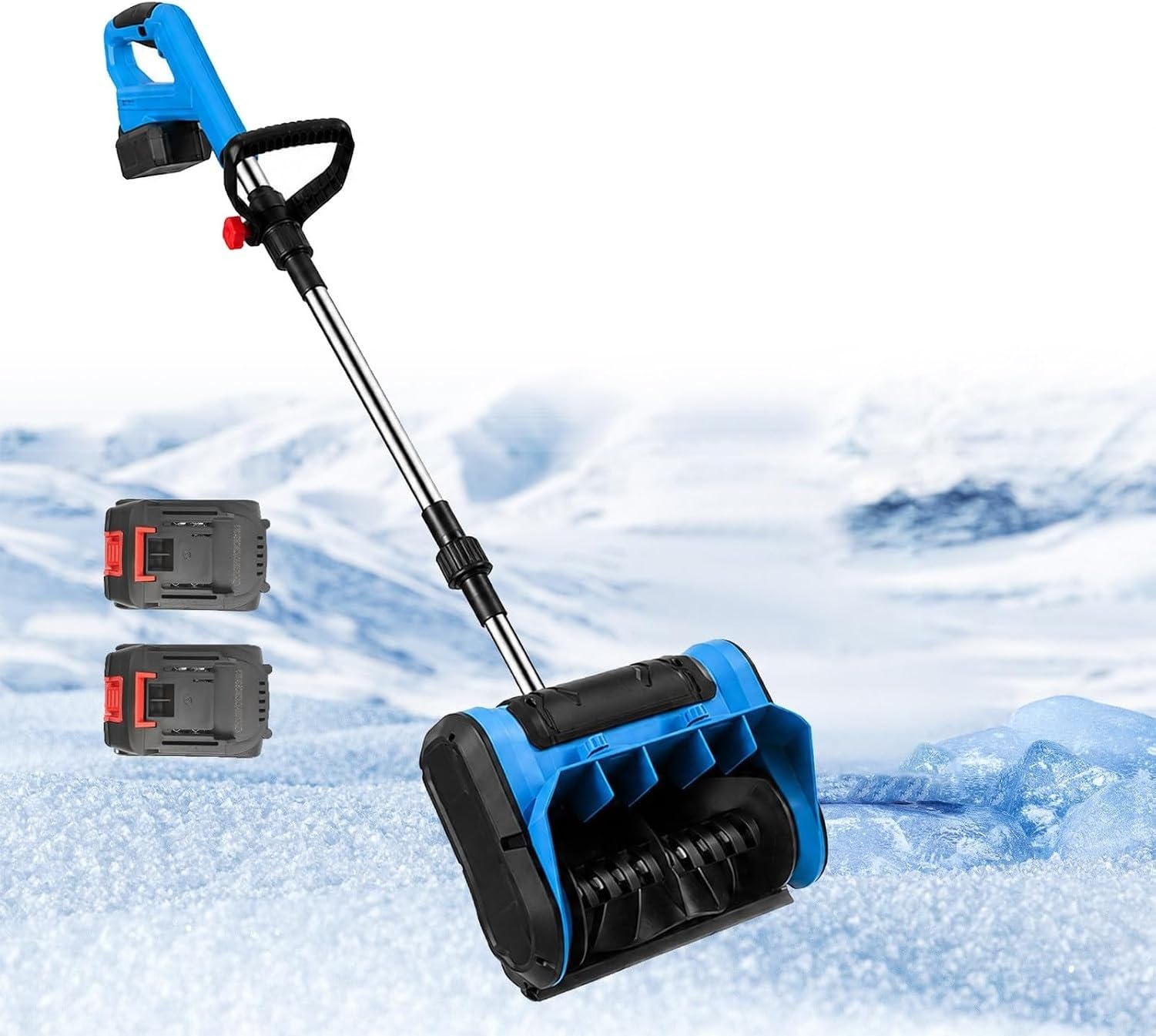 Pala quitanieve inalámbrica eléctrica, Lanzador de Nieve portátil para Exteriores, Twobatteries