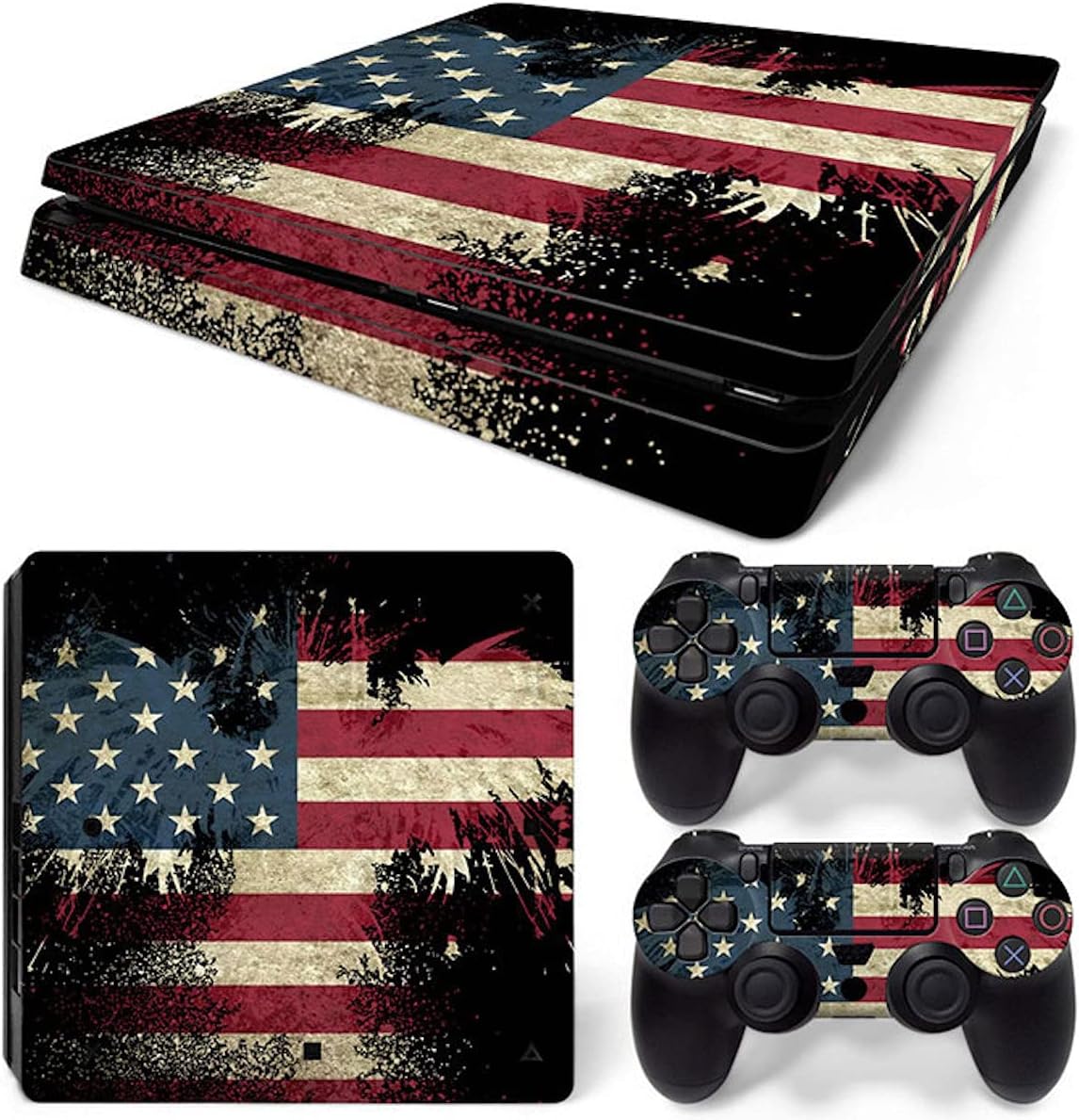 USA Flag Skin Set Vinyl Decal Sticker for Console and Controllers
