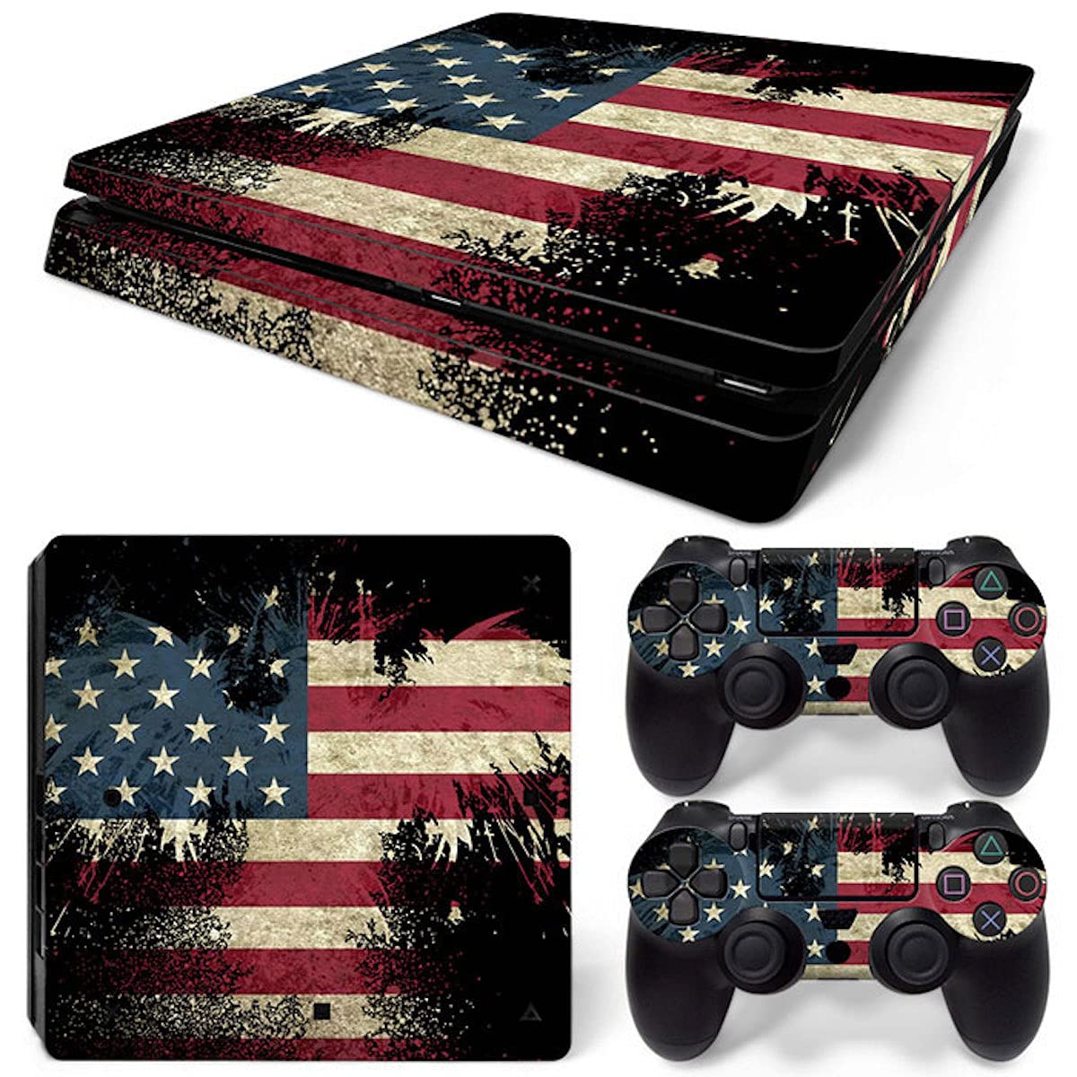 USA Flag Skin Set Vinyl Decal Sticker for Console and Controllers