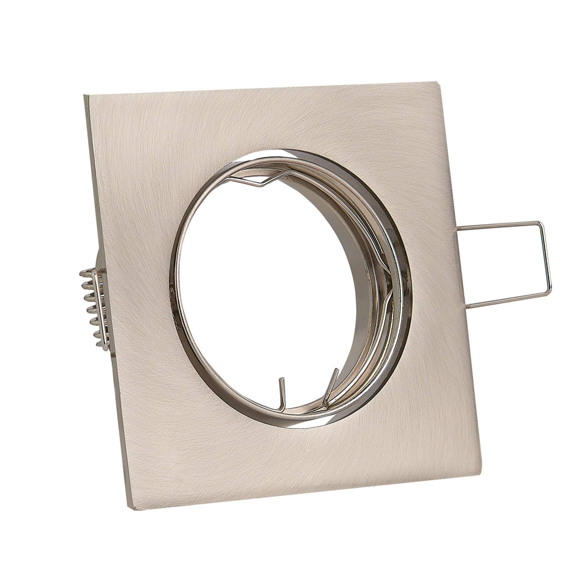 Juego de 6 focos LED empotrables plateados, rectangulares, 5 W, blanco cálido, 230 V, plano, empotrable, orientable y regulable, orificio de perforación de 75 mm