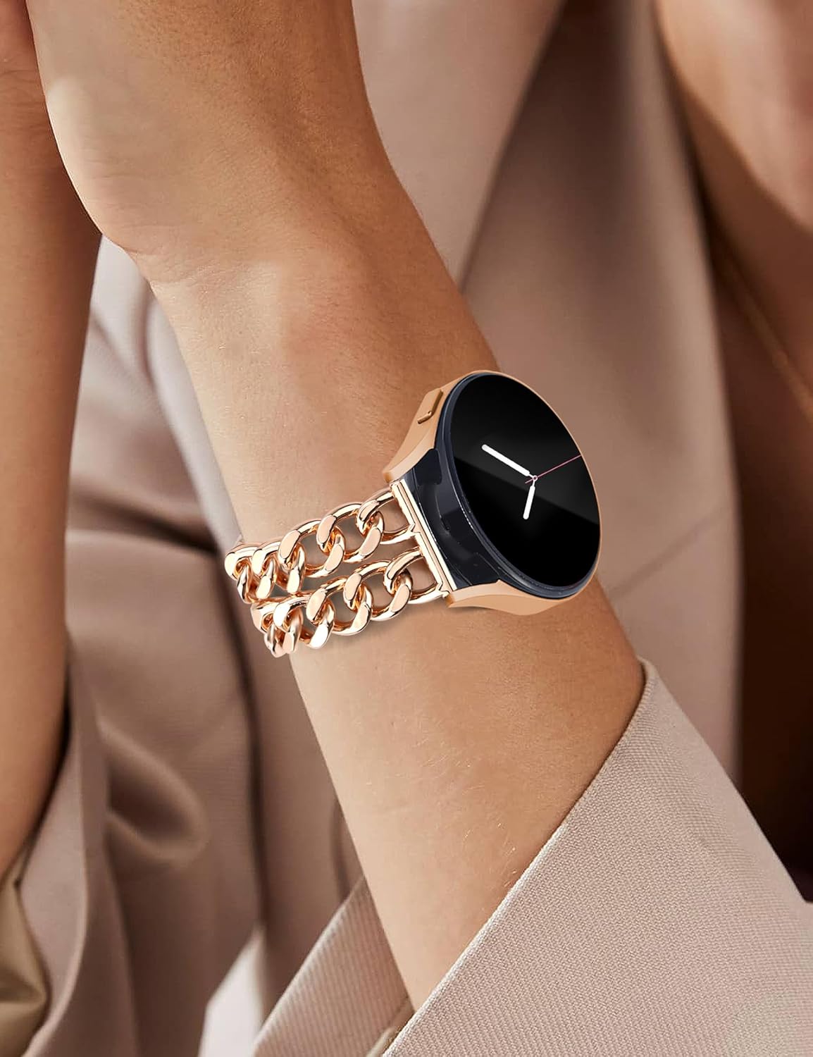 Gold Metal Bracelet Band Women 20mm Adjustable Single Chain Compatible with Samsung Galaxy Watch 7/6/5/4/Active 2/4 Classic/6 Classic/5 Pro/FE 40mm 42mm 43mm 44mm 45mm 46mm 47mm (No Case) - Image 8