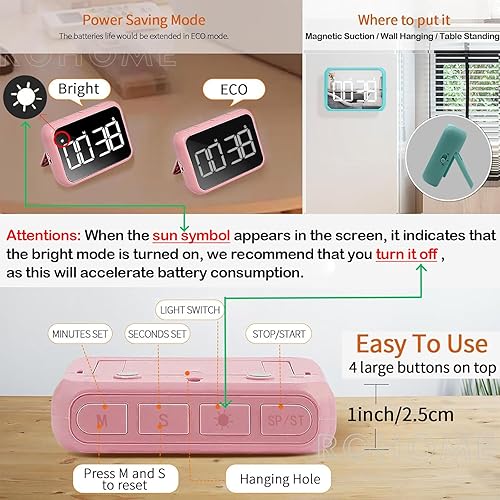 Miniatura 2 de Cronómetro digital con temporizador visual de gran pantalla para cocina, profesores, escuela, aula, cuenta regresiva, cuenta regresiva de 99