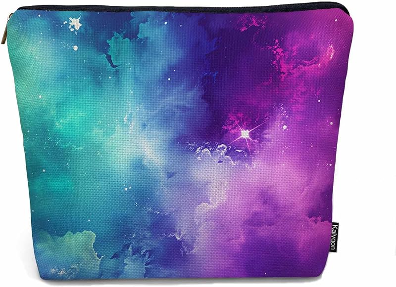 Necessaire de maquiagem Kalygon Galaxy Space em linho, com zíper, 1 unidade