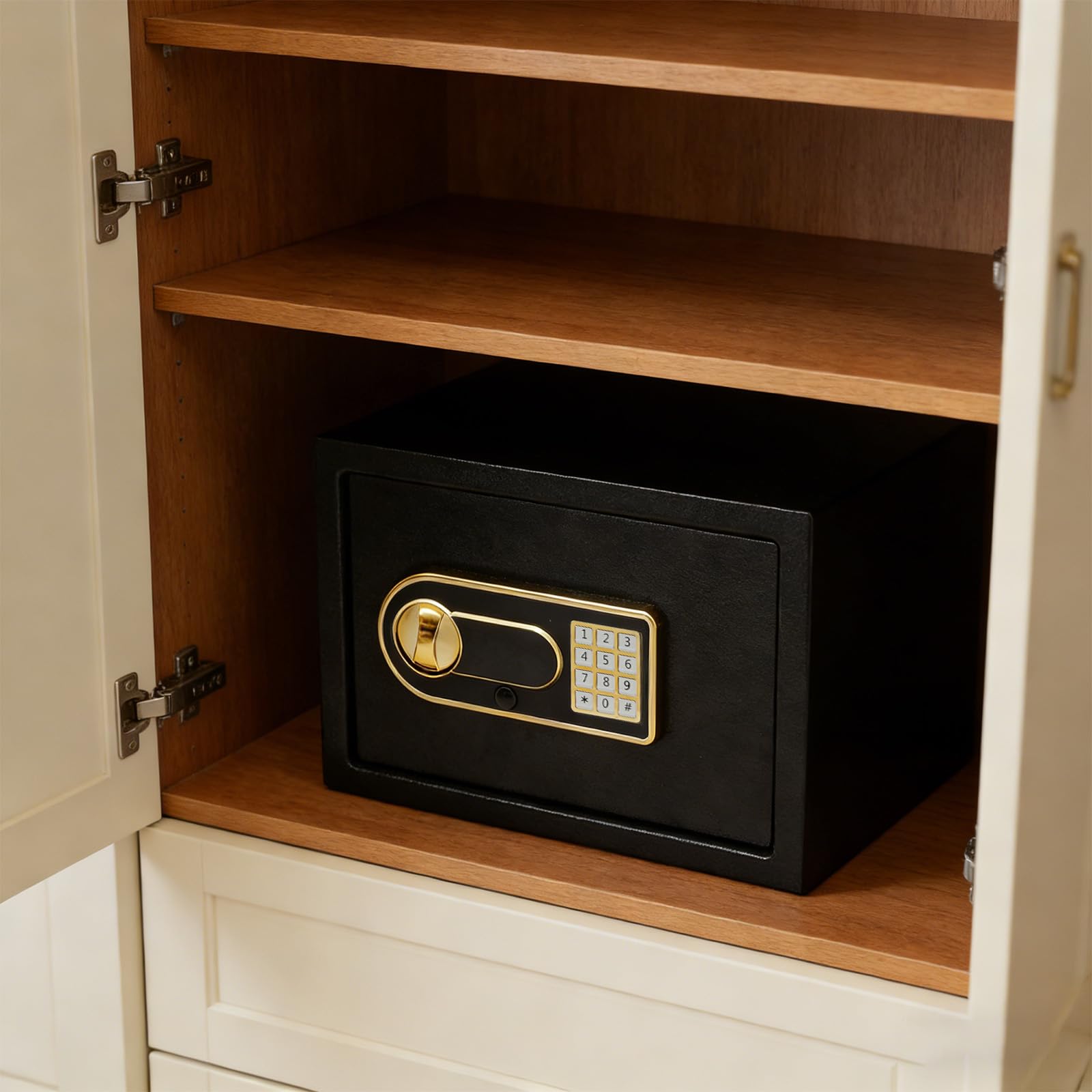 Mini cassaforte per la casa, 35 x 25 x 25 cm, piccola cassaforte per mobili con chiave, cassaforte di sicurezza per gioielli, contanti