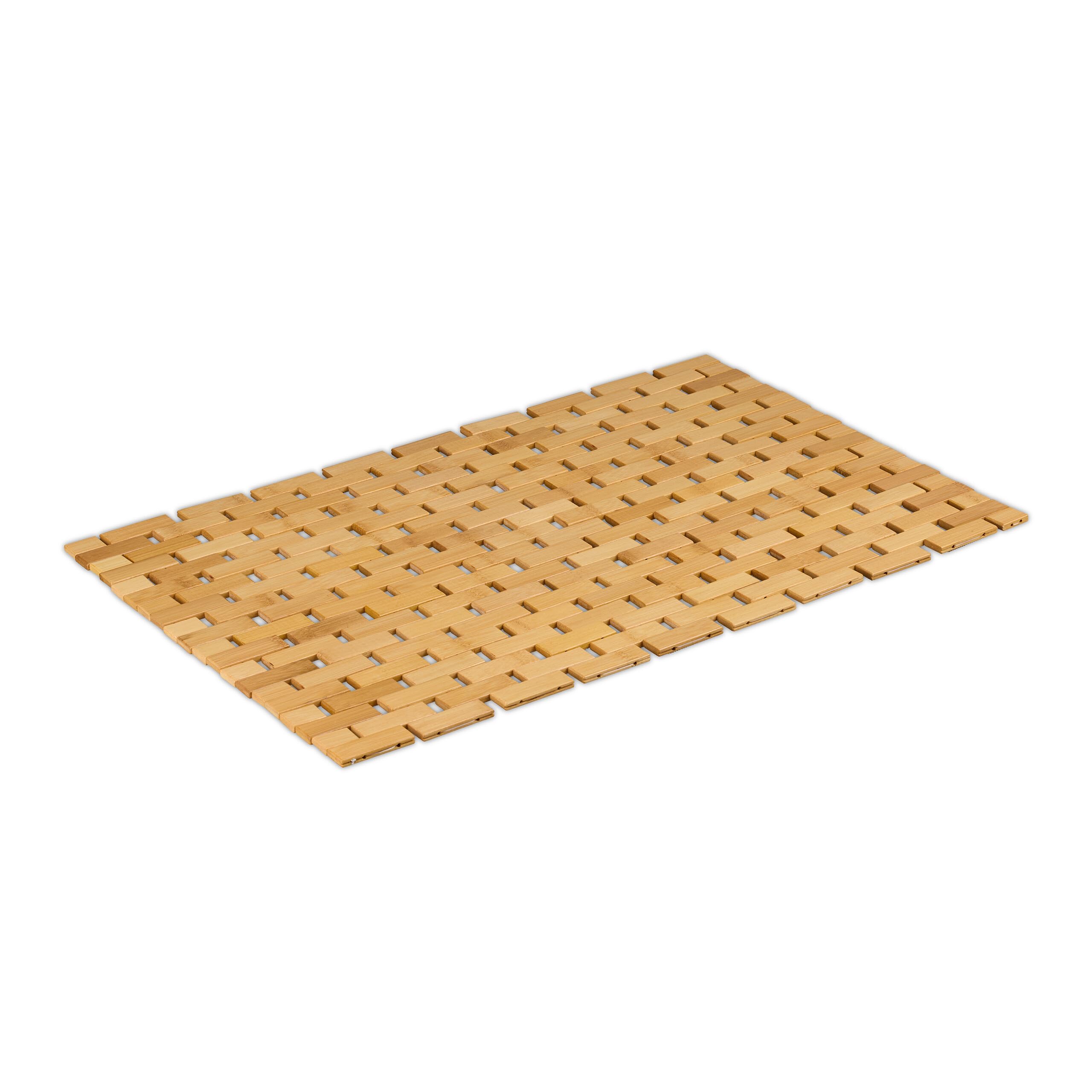 Focenat Badmat van bamboe, 40 x 60 cm, vochtbestendig, antislip douchemat van hout voor badkuip, douche, deur