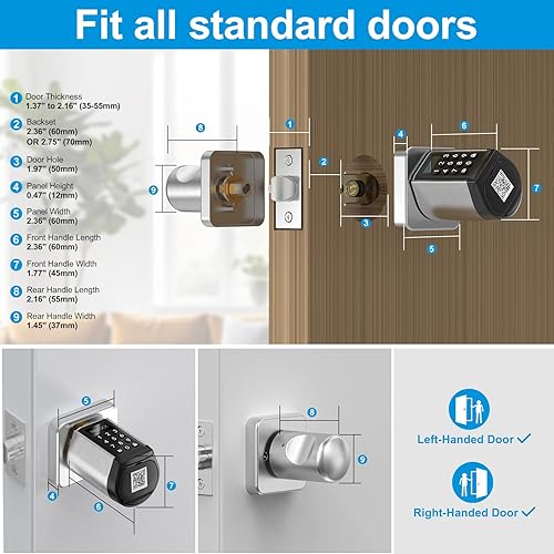 Miniatura 3 de WELOCK - Cerradura inteligente WiFi, perilla de entrada sin llave 5 en 1 con seguridad de bloqueo automático, control de aplicación Bluetooth,
