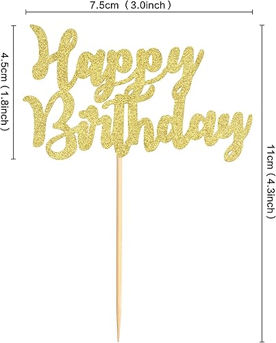 Miniatura 4 de DGC-2021-50-Gold - 25 decoraciones para cupcakes con purpurina dorada para cumpleaños temáticos de cumpleaños, decoración de fiesta de cumpleaños,