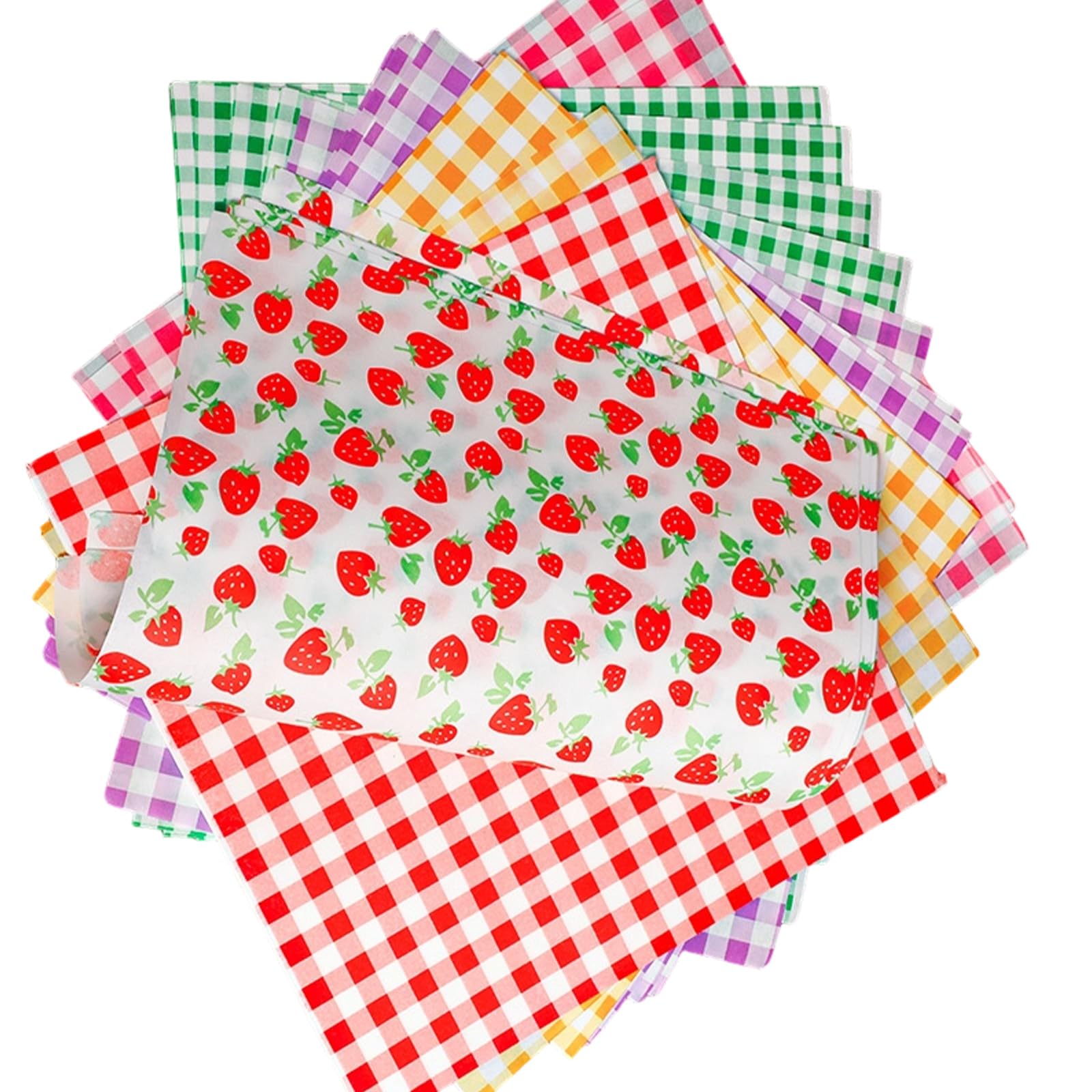 Xinsheinelry 600PCS Checkered Food Paper Sheets Grease & Water Resistant Food Basket Liners, for Wrapping Sandwiches, Burritos, Burgers, Hot Dogs, Fries Checkered Greaseproof Wrapping Paper