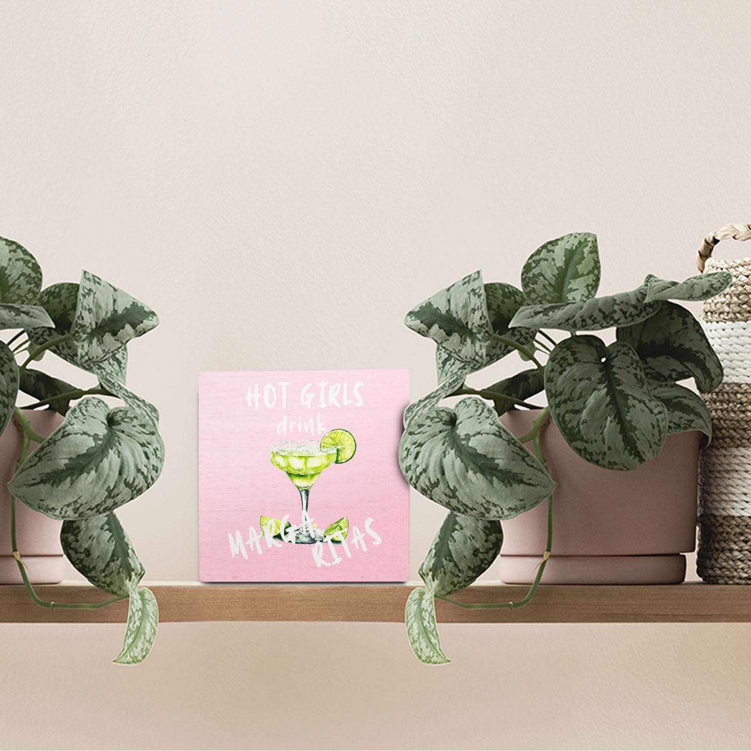 Pink Margarita Gift Wooden Signs,Margarita Lover Gifts Wooden Box Sign,Cocktail Bar Decor For Home Desk Tabletop Shelf Decoration,Gifts For Girls5x5 Inches