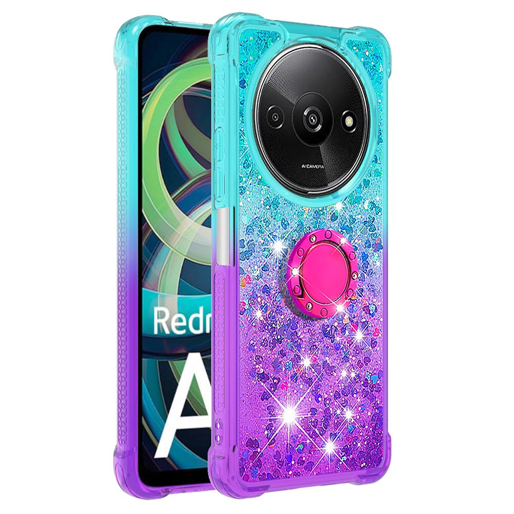 TEYYOS Cover Per Xiaomi Redmi A3 - Custodia Ibrida Trasparente Con Glitter Elettroplaccato, Paraurti In TPU Antiurto, Nero - 3