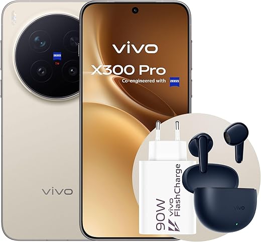 vivo X300Pro 5G, Cameraphone con Teleobiettivo APO ZEISS 200MP, 16+16GB RAM，512GB ROM, schermo piatto da 6,78 pollici,90W Fast charge,Dimensity 9500, IP68 e IP69, Android 16