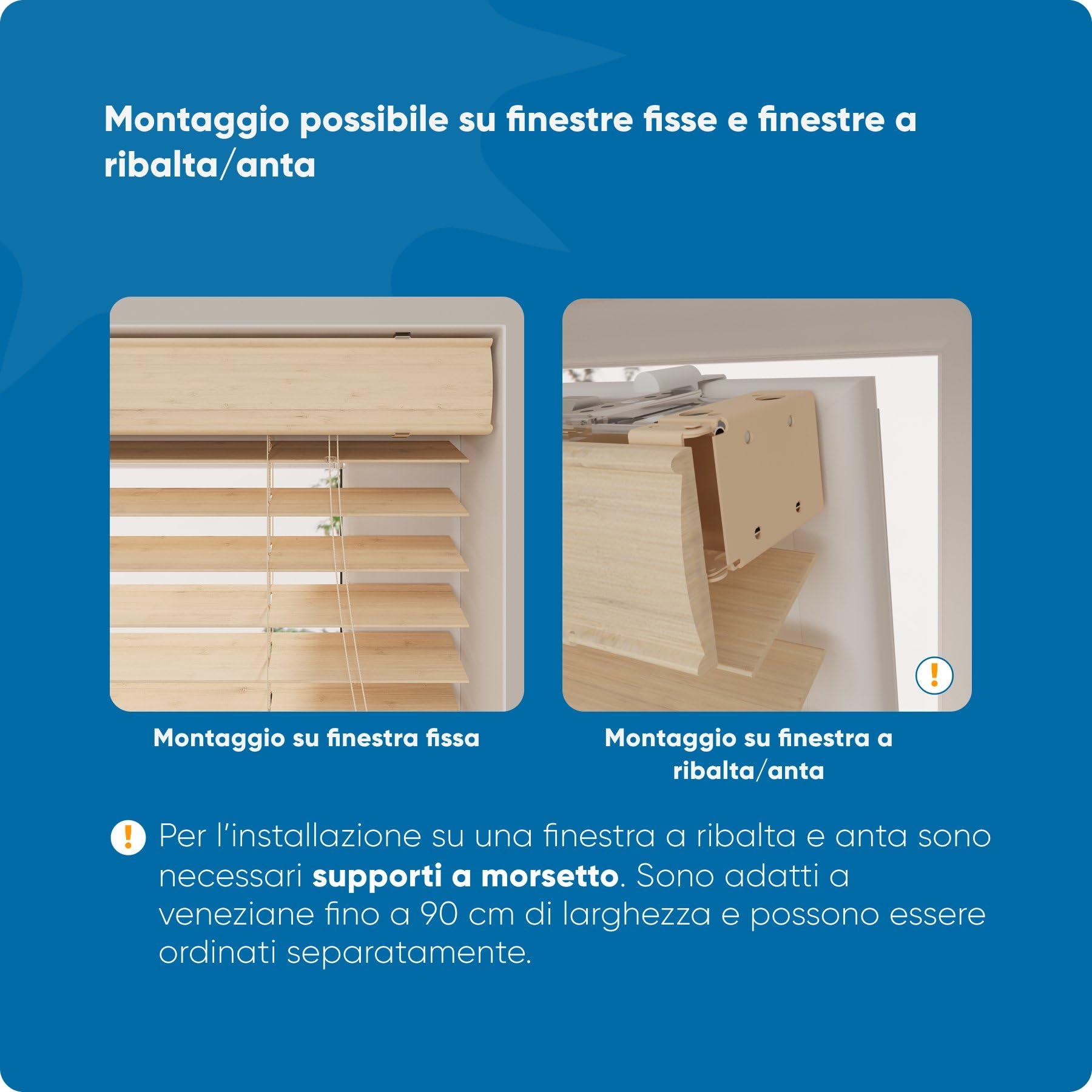 DTCH® Veneziana in legno per interni, naturale, 140 x 130 cm | Lamelle 50mm, legno sostenibile, protezione solare e visiva, regolazione luce, larghezze fino a 250 cm, sicurezza bambini
