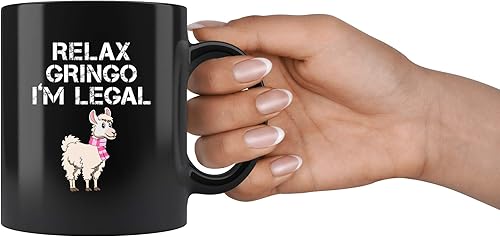 Miniatura 3 de Llama Mama Relax Gringo Im Legal Alpaca Perú Bufanda Rosa  Taza negra de 11 oz Fa La Llama Queen Alpaca Idea de regalo