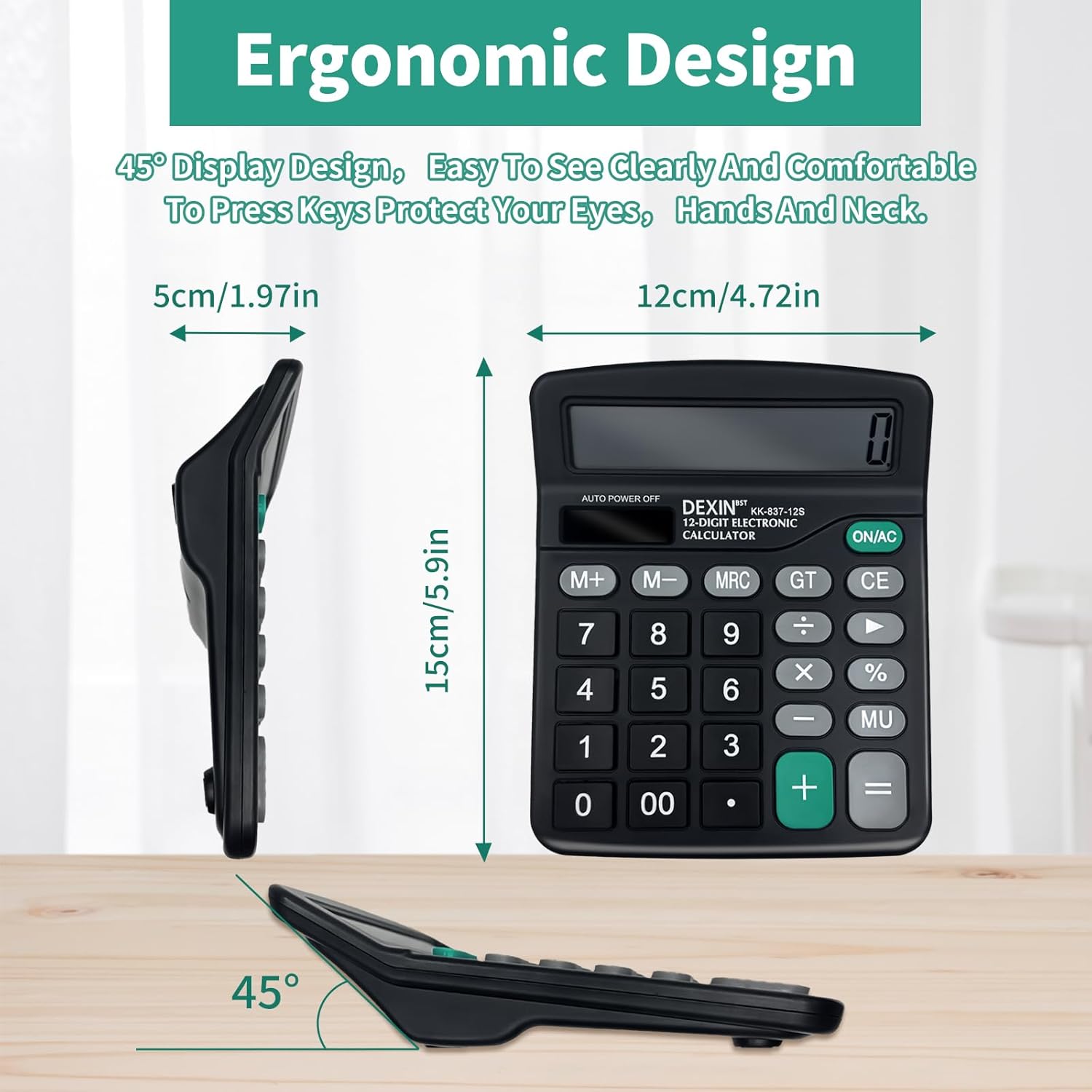 8pcs Solar Calculators Desktop Big Button Basic for Students Office Hand Held Calculator Simple 12 Digit Large Display 4 Function Calculators for Students
